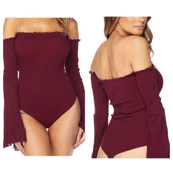 Off Shoulder/Bell Sleeve Bodysuit - Picture 4 of 7